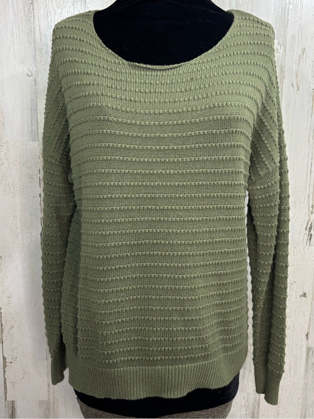 Dokotoo Olive Green Textured Knit Sweater